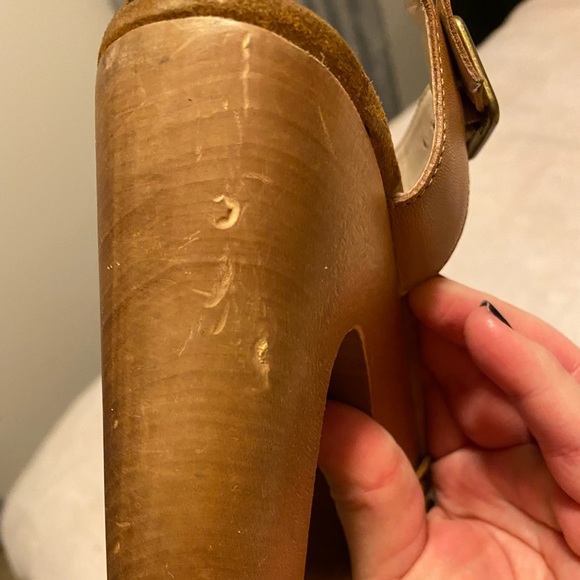 ALDO Women's Tan Baraby Cut Out T Bar Wedge Sandals - Picture 12 of 13